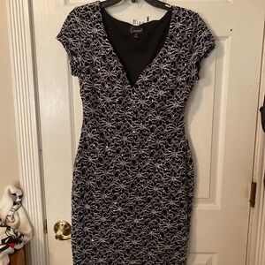 8P Laced Black and Silver Dress